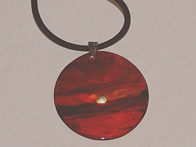 Red Sunset Oyster Shell Pendant